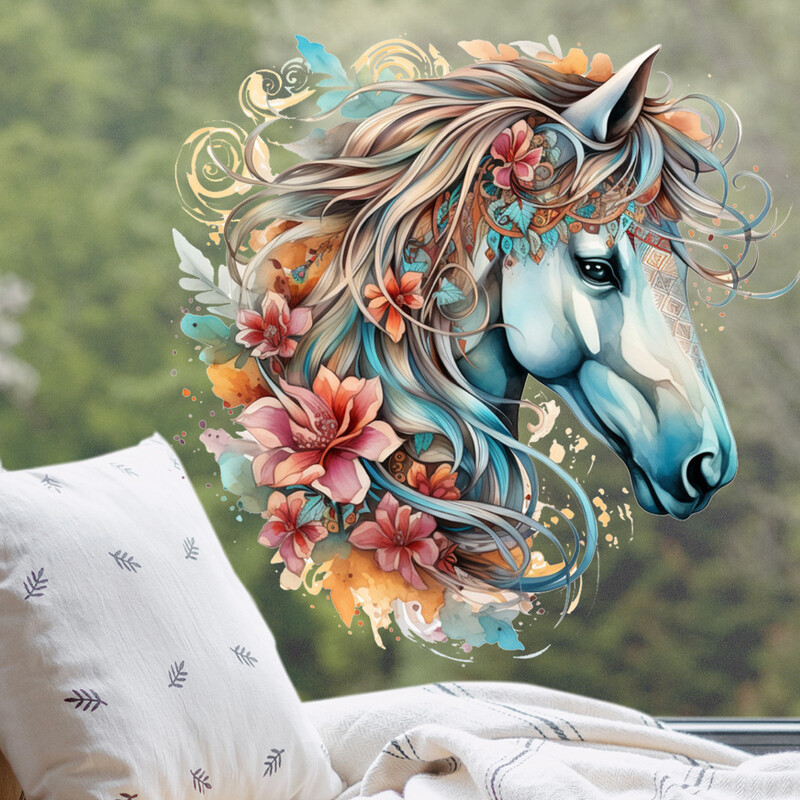 Gėlių ir arklių sienų lipdukai, tarpvalstybiniai lipdukai, nuimami sienų lipdukai, gali būti siunčiami vardu