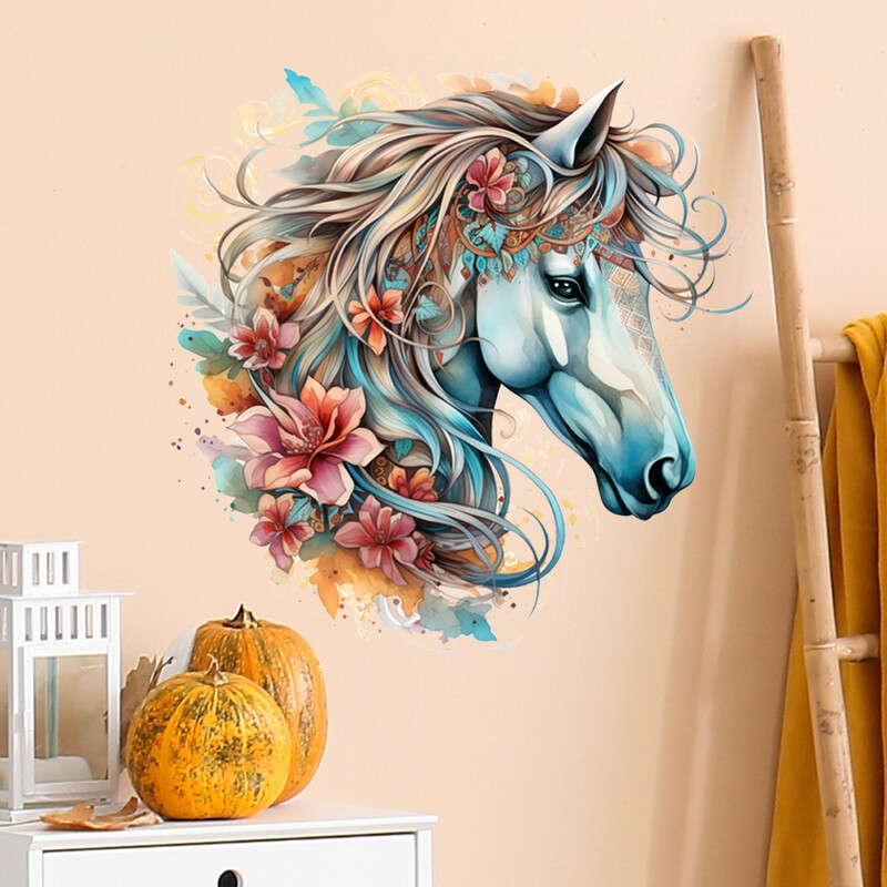 Gėlių ir arklių sienų lipdukai, tarpvalstybiniai lipdukai, nuimami sienų lipdukai, gali būti siunčiami vardu