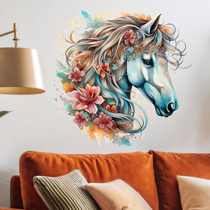 Gėlių ir arklių sienų lipdukai, tarpvalstybiniai lipdukai, nuimami sienų lipdukai, gali būti siunčiami vardu