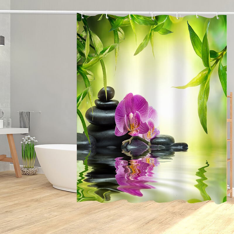 Imprimare digitală 3D transfrontalieră din poliester, perdea de duș personalizată impermeabilă, fabrică de perdele de baie din material textil