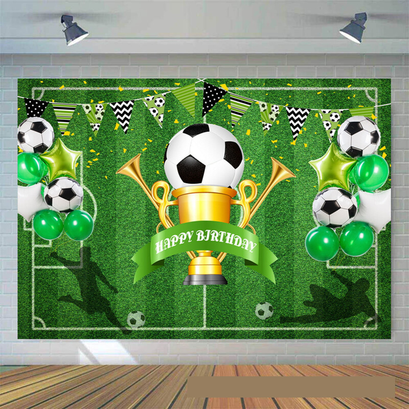 Jalgpalli sünnipäeva taust kangast staadioni muru jalgpalliväljak laste fotograafia taust kangast tordilaua kaunistus bänneri paigutus