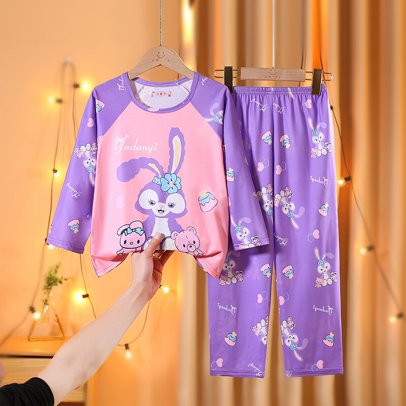 Vaikiški oro kondicionierių kostiumai, mergaičių pižamos, kūdikiams skirtos pavasarinės ir rudeninės ilgarankovės kelnės, dviejų dalių kostiumėliai, mažų mergaičių namų drabužiai, vasariniai drabužiai