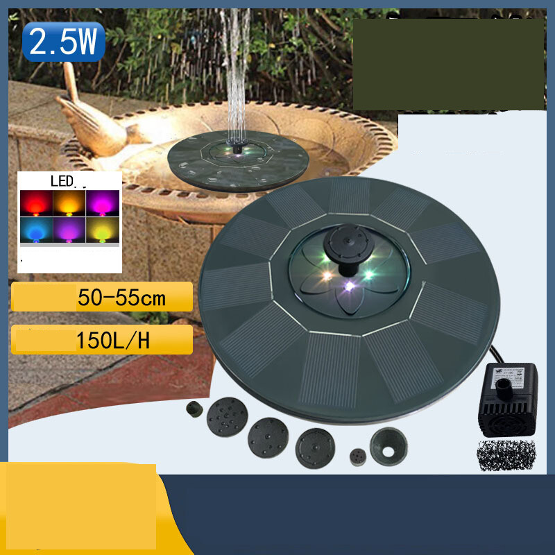 Saulės energija varomas su baterija ir LED šviesos fontanu, sodo fontanas su tvenkiniu ir apsauga nuo vandens