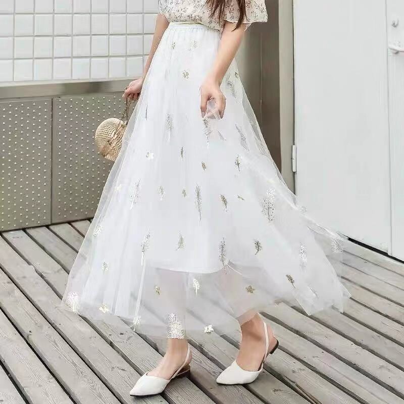 Ψηλόμεση φούστα από mesh, λεπτή, high-end, φούστα από γάζα τριών στρώσεων, πλισέ φούστα μέχρι το γόνατο, φούστα μέχρι νεράιδα, super fairy