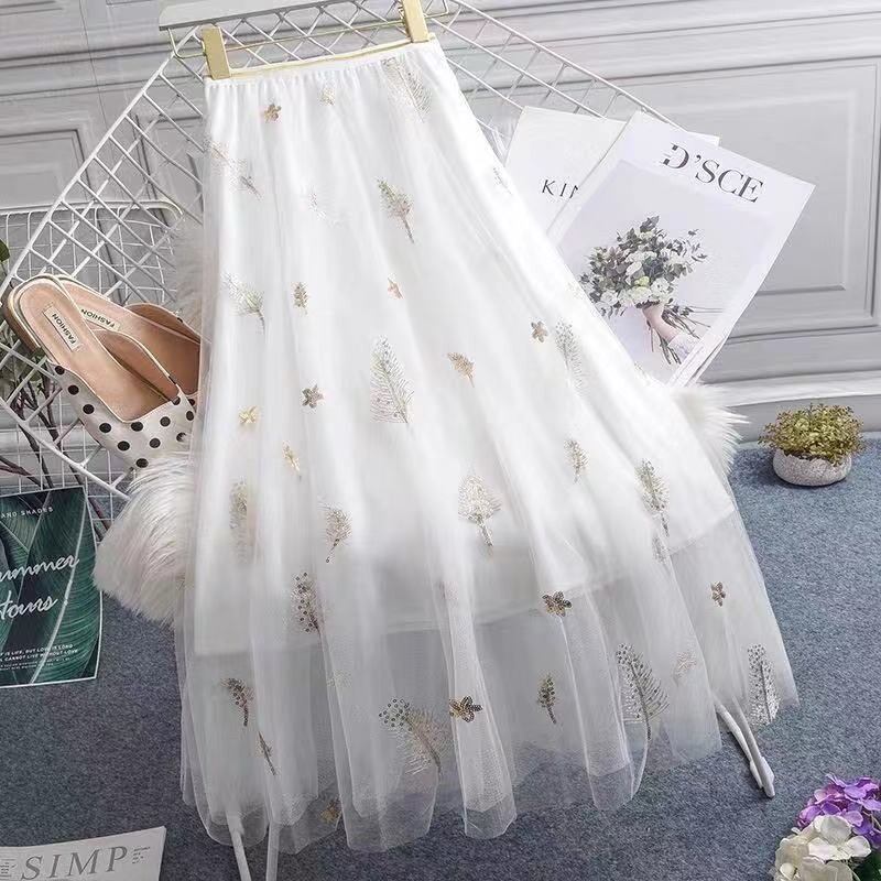 Ψηλόμεση φούστα από mesh, λεπτή, high-end, φούστα από γάζα τριών στρώσεων, πλισέ φούστα μέχρι το γόνατο, φούστα μέχρι νεράιδα, super fairy