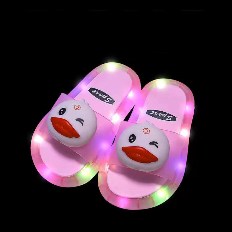 Bērnu čības zēniem un meitenēm, vasarīgas mīlīgas interneta slavenības, mirgojošas gaismas čības mājām, mīksta zole, multfilmu bērnu iešļūcenes lietošanai iekštelpās un ārā