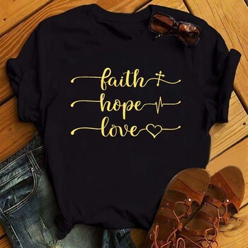 Χονδρική Plus Size Ρετρό Γράμμα Αγάπης Στάμπα Plus Size Απλό Κοντομάνικο T-shirt για Γυναίκες