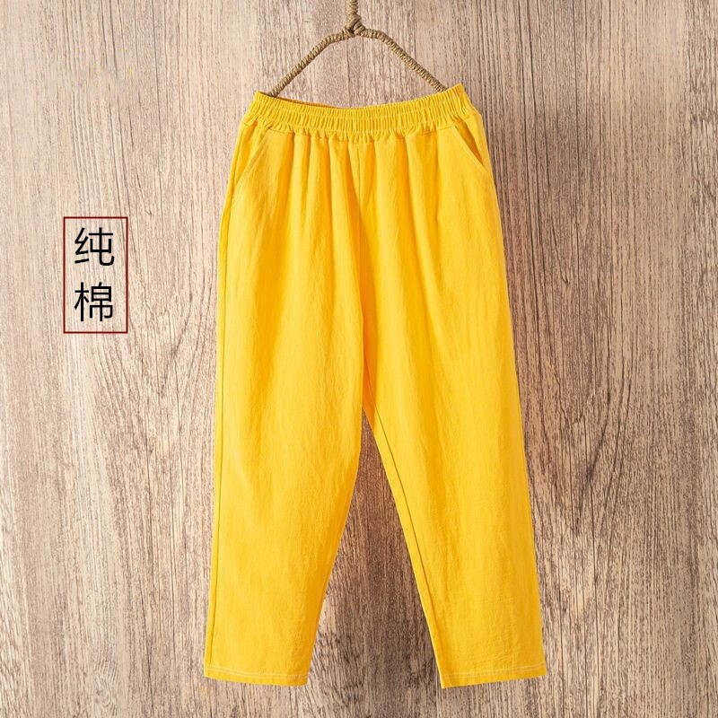 Βαμβακερό παντελόνι χαρέμι, νέο καλοκαιρινό γυναικείο παντελόνι εννέα σημείων 2025, χαλαρό γυναικείο παντελόνι από βαμβάκι και λινό, μοντέρνο φλοράλ παντελόνι, casual λεπτό παντελόνι