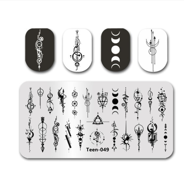 Predložak za žigosanje noktiju, lak za nokte, poseban pečat, čelična ploča, DIY, pečat, uljni pečat, alat za prijenos pločica, pravokutni