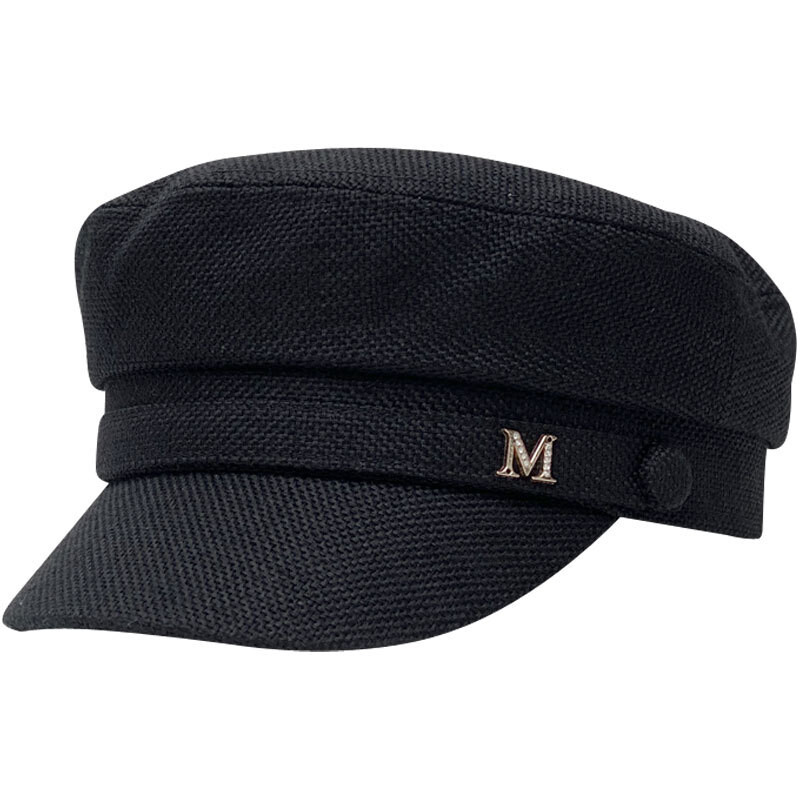 Парижки стил лятна бяла осмоъгълна шапка с кристали, дамска модна универсална шапка с патешка човка, британска плоска барета