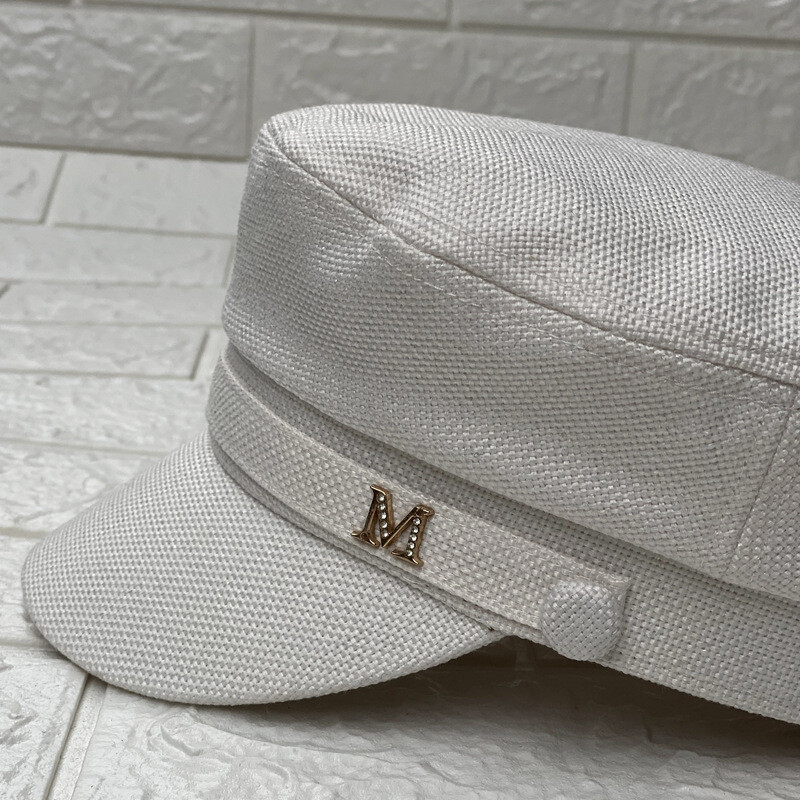 Парижки стил лятна бяла осмоъгълна шапка с кристали, дамска модна универсална шапка с патешка човка, британска плоска барета