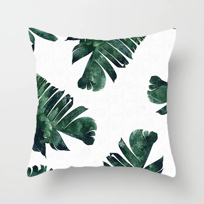 Σκανδιναβική τροπική μαξιλαροθήκη φυτών για μαξιλάρι καναπέ γραφείου από ύφασμα, μικρό φρέσκο μαξιλάρι αυτοκινήτου, φύλλα ύπνου για υπνοδωμάτιο