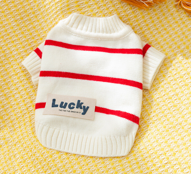 Paprastas dryžuotas megztinis su juodai baltais dryžiais, skirtas mažiems šuniukams, rudeniui ir žiemai, sustorinti dvikojų augintinių drabužiai, urmu