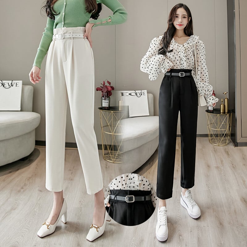 Kora őszi magas derekú drapériák, lezser kilencpontos nadrágok, női színes deréknadrágok, kosztüm, leggings