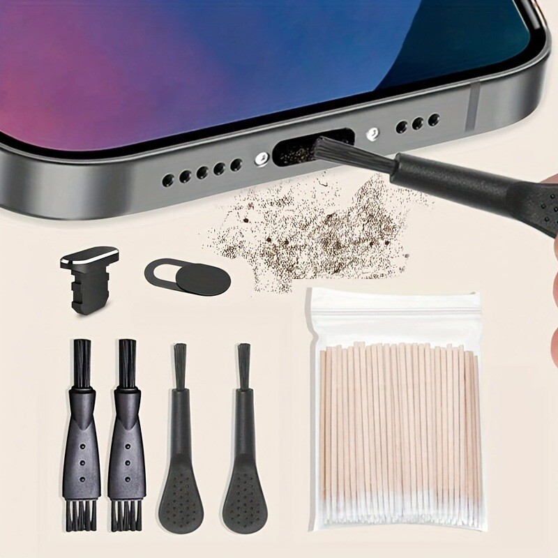 Mobiliųjų telefonų valymo ir priežiūros rinkinys, tinkantis „iPhone“ / C tipo mobiliųjų telefonų, klaviatūros ir kompiuterių kištukų dulkių siurblių valymui