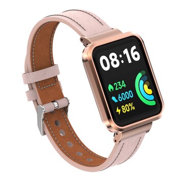 Подходяща за Redmi Watch2 Lite, кожена каишка за часовник, Redmi Watch 2 International Version, метална рамка, плоска плетена каишка.