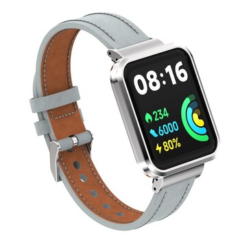 Подходяща за Redmi Watch2 Lite, кожена каишка за часовник, Redmi Watch 2 International Version, метална рамка, плоска плетена каишка.