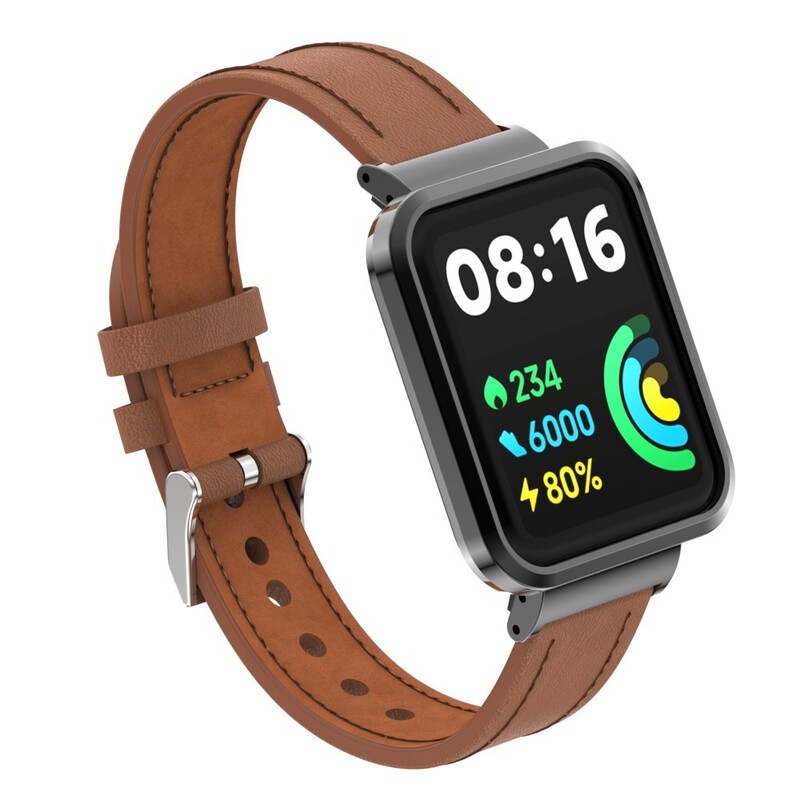 Κατάλληλο για Redmi Watch2 Lite, δερμάτινο λουράκι ρολογιού, Redmi Watch 2 International Version, μεταλλικό πλαίσιο, επίπεδο πλεγμένο λουράκι.