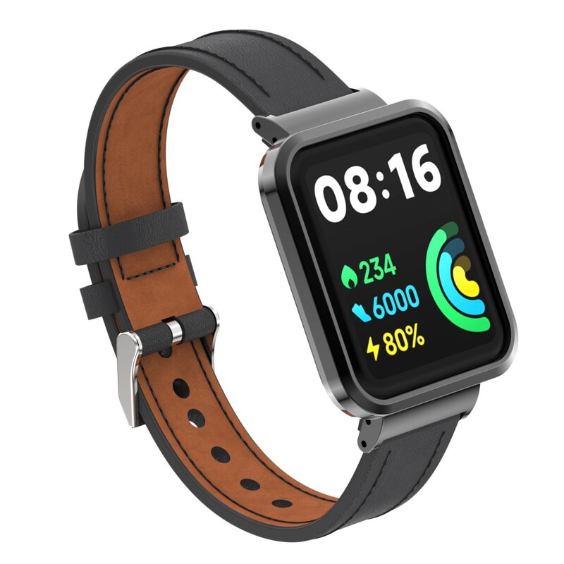 Κατάλληλο για Redmi Watch2 Lite, δερμάτινο λουράκι ρολογιού, Redmi Watch 2 International Version, μεταλλικό πλαίσιο, επίπεδο πλεγμένο λουράκι.
