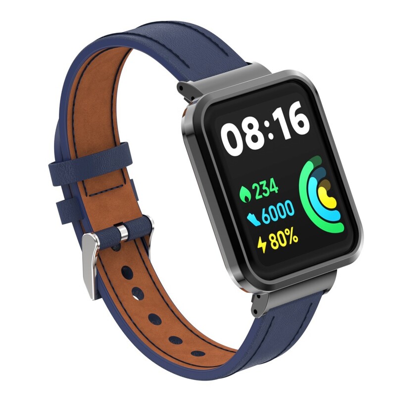 Κατάλληλο για Redmi Watch2 Lite, δερμάτινο λουράκι ρολογιού, Redmi Watch 2 International Version, μεταλλικό πλαίσιο, επίπεδο πλεγμένο λουράκι.
