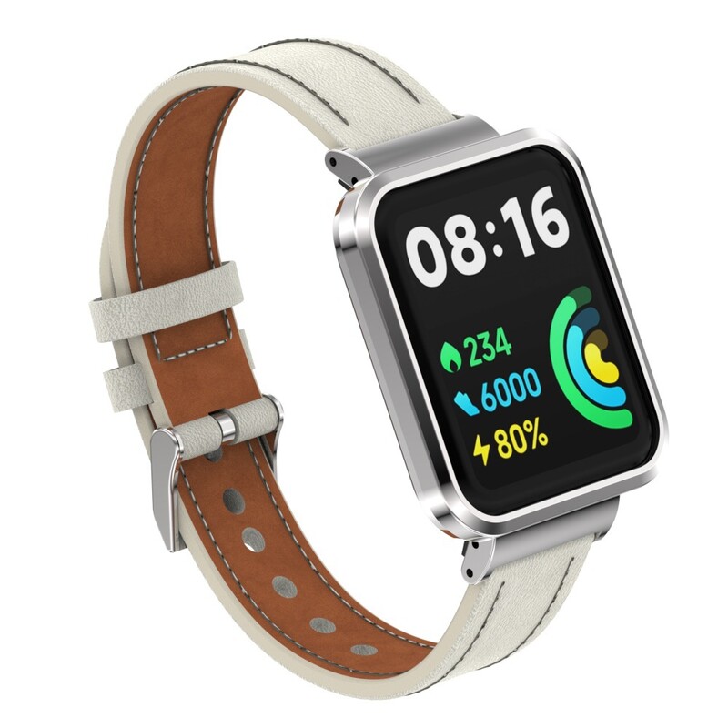 Κατάλληλο για Redmi Watch2 Lite, δερμάτινο λουράκι ρολογιού, Redmi Watch 2 International Version, μεταλλικό πλαίσιο, επίπεδο πλεγμένο λουράκι.