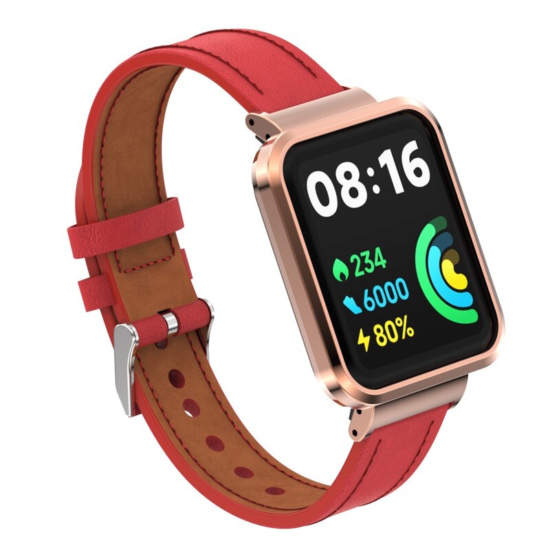 Κατάλληλο για Redmi Watch2 Lite, δερμάτινο λουράκι ρολογιού, Redmi Watch 2 International Version, μεταλλικό πλαίσιο, επίπεδο πλεγμένο λουράκι.