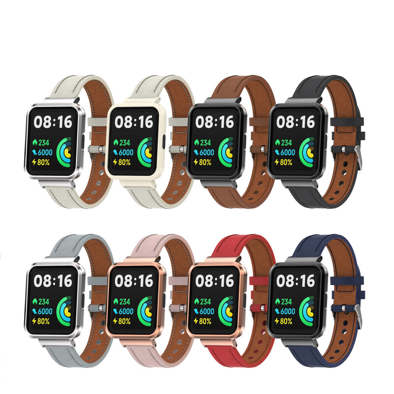 Κατάλληλο για Redmi Watch2 Lite, δερμάτινο λουράκι ρολογιού, Redmi Watch 2 International Version, μεταλλικό πλαίσιο, επίπεδο πλεγμένο λουράκι.