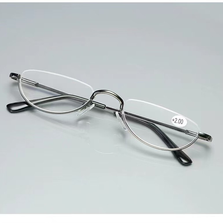 Νέα διασυνοριακά γυαλιά ανάγνωσης με μισό πλαίσιο από σύρμα ψαριού με ειδικό σχήμα, ημικυκλικά μεταλλικά ελατήρια, μοντέρνα γυαλιά ανάγνωσης για ηλικιωμένους