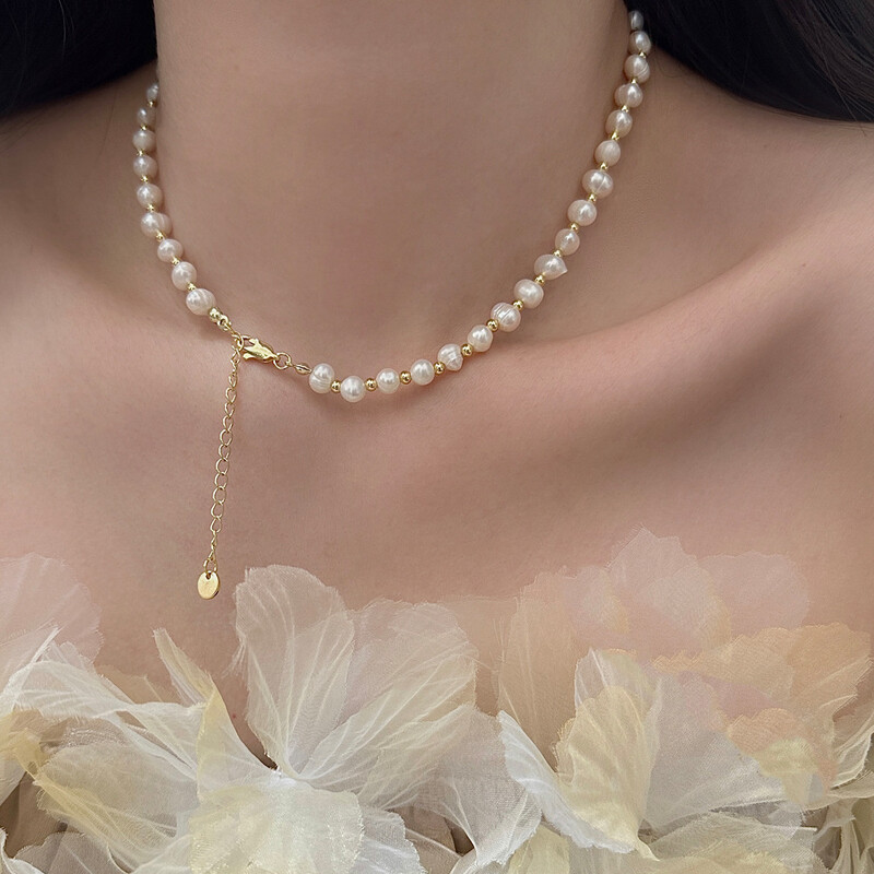 Francuska retro ogrlica s velikim biserima, modni stil, crvena temperamentna ogrlica, lančić za ključnu kost, jednostavna i svestrana ogrlica za žene