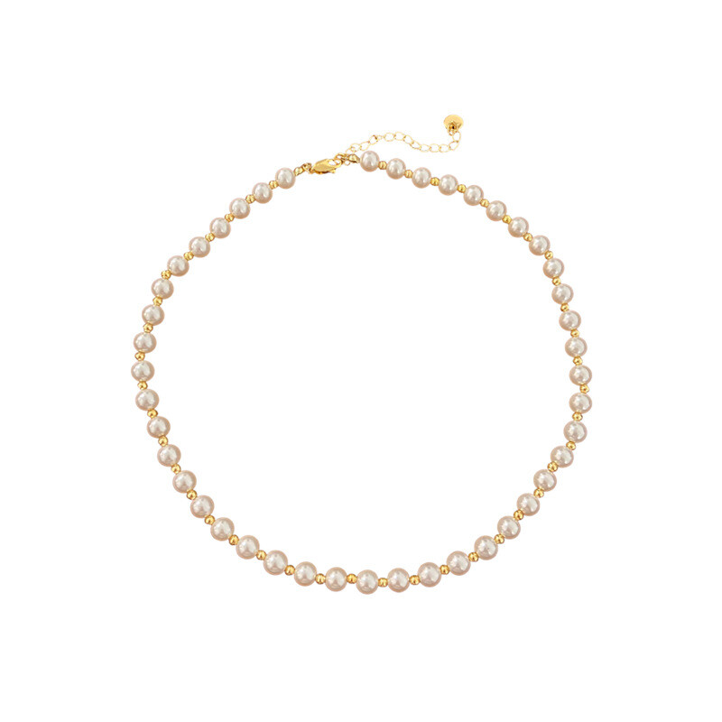 Francuska retro ogrlica s velikim biserima, modni stil, crvena temperamentna ogrlica, lančić za ključnu kost, jednostavna i svestrana ogrlica za žene