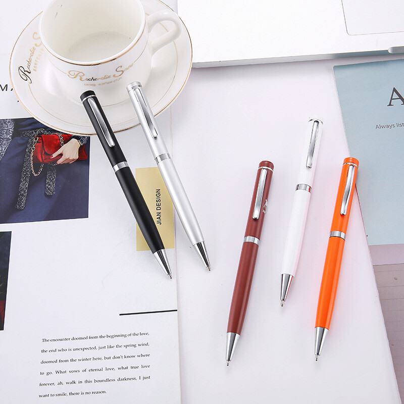 Επαγγελματικό περιστρεφόμενο μεταλλικό στυλό, στυλό από ανοξείδωτο ατσάλι με τυπωμένο λογότυπο, στυλό λαδιού, είδη γραφείου