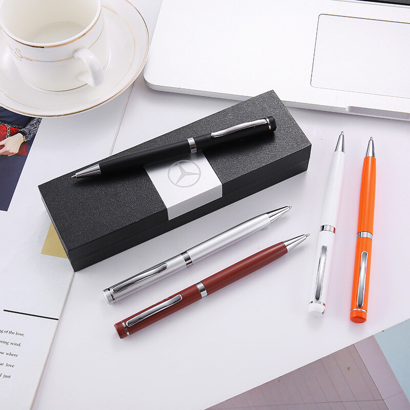 Επαγγελματικό περιστρεφόμενο μεταλλικό στυλό, στυλό από ανοξείδωτο ατσάλι με τυπωμένο λογότυπο, στυλό λαδιού, είδη γραφείου