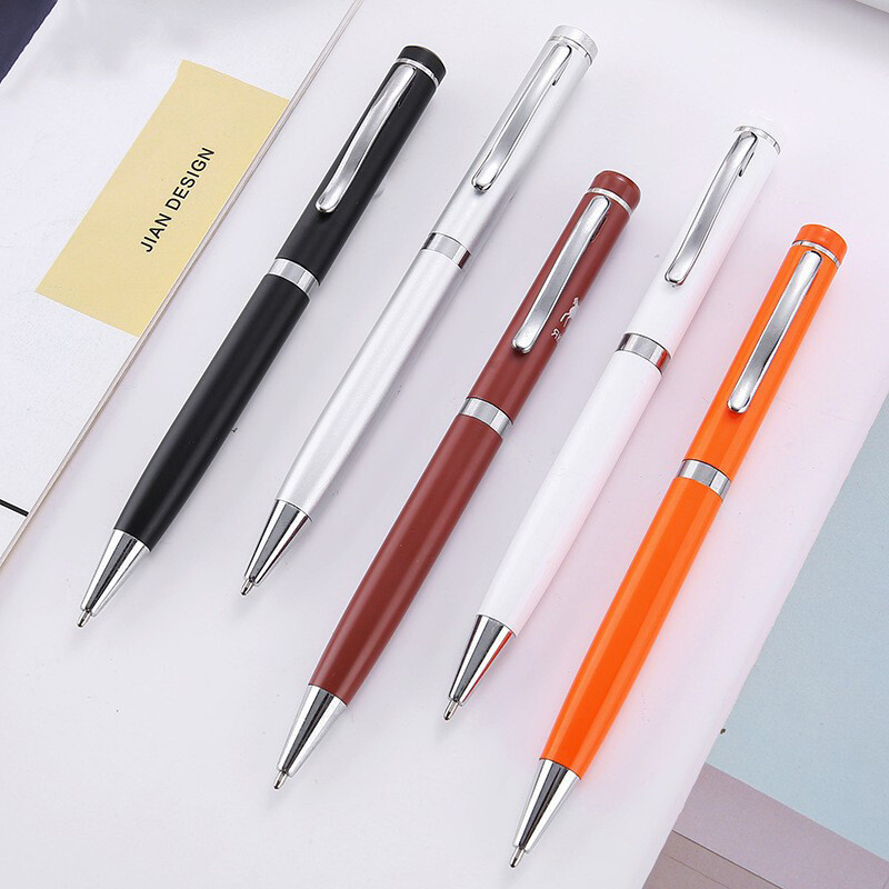 Επαγγελματικό περιστρεφόμενο μεταλλικό στυλό, στυλό από ανοξείδωτο ατσάλι με τυπωμένο λογότυπο, στυλό λαδιού, είδη γραφείου