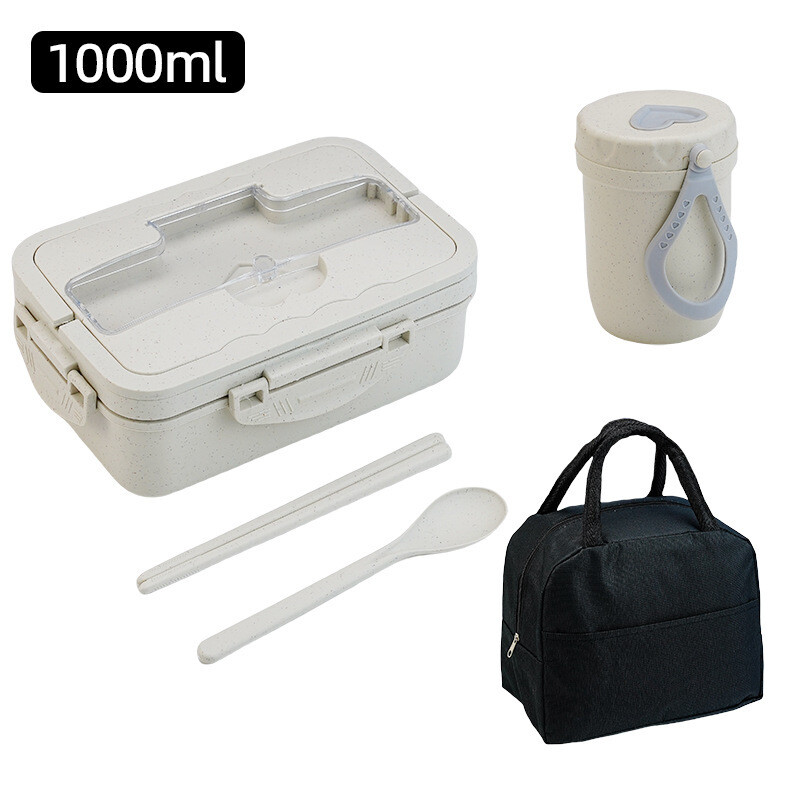 Didelės talpos kvietinių šiaudų studentų pietų dėžutė, padalinta pietų dėžutė su izoliuotu puodelių maišeliu, pietų dėžutė biuro darbuotojui