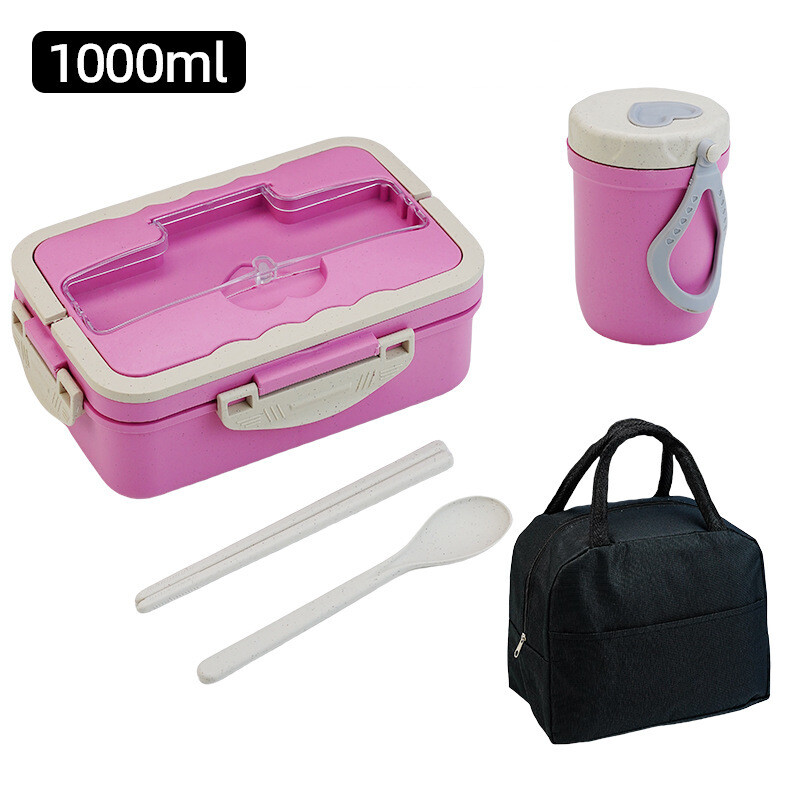 Didelės talpos kvietinių šiaudų studentų pietų dėžutė, padalinta pietų dėžutė su izoliuotu puodelių maišeliu, pietų dėžutė biuro darbuotojui