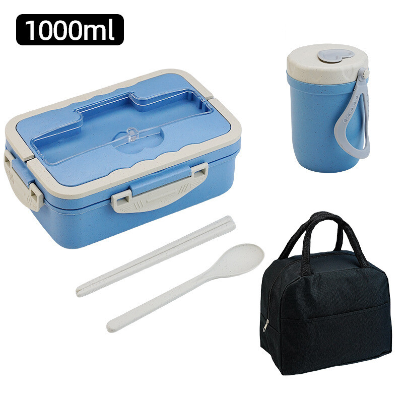 Didelės talpos kvietinių šiaudų studentų pietų dėžutė, padalinta pietų dėžutė su izoliuotu puodelių maišeliu, pietų dėžutė biuro darbuotojui