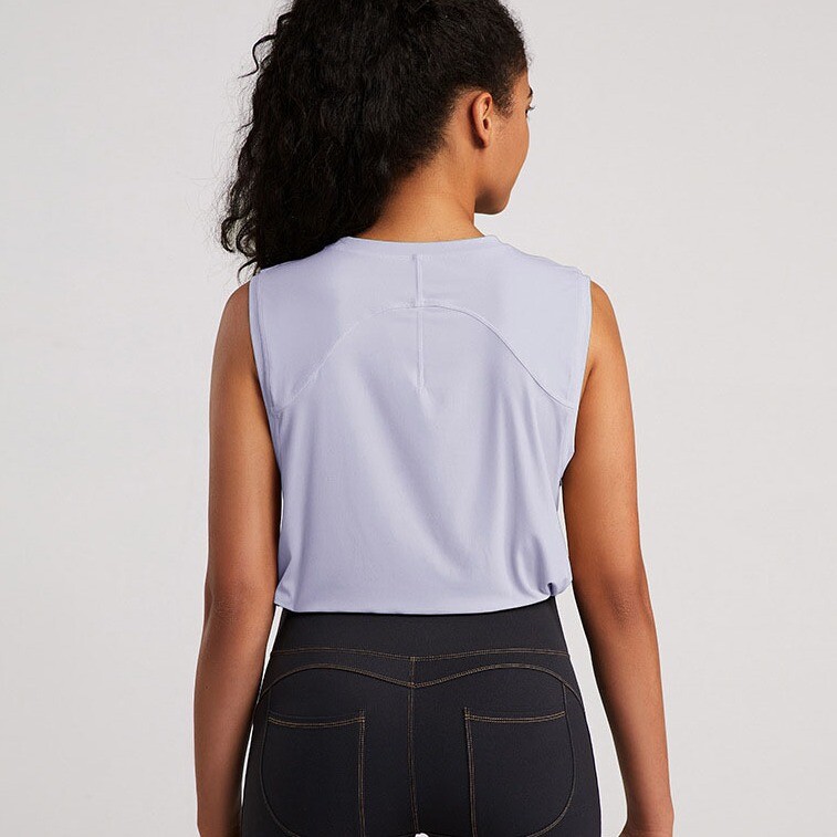 Καλοκαιρινό δροσερό αυθεντικό νήμα αντηλιακό αθλητικό αμάνικο ρυθμιζόμενο κορδόνι στρίφωμα τρέξιμο γυμναστικής τοπ γιόγκα ρούχα