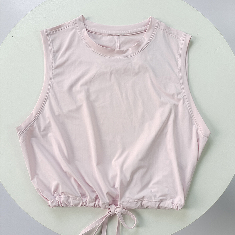 Καλοκαιρινό δροσερό αυθεντικό νήμα αντηλιακό αθλητικό αμάνικο ρυθμιζόμενο κορδόνι στρίφωμα τρέξιμο γυμναστικής τοπ γιόγκα ρούχα