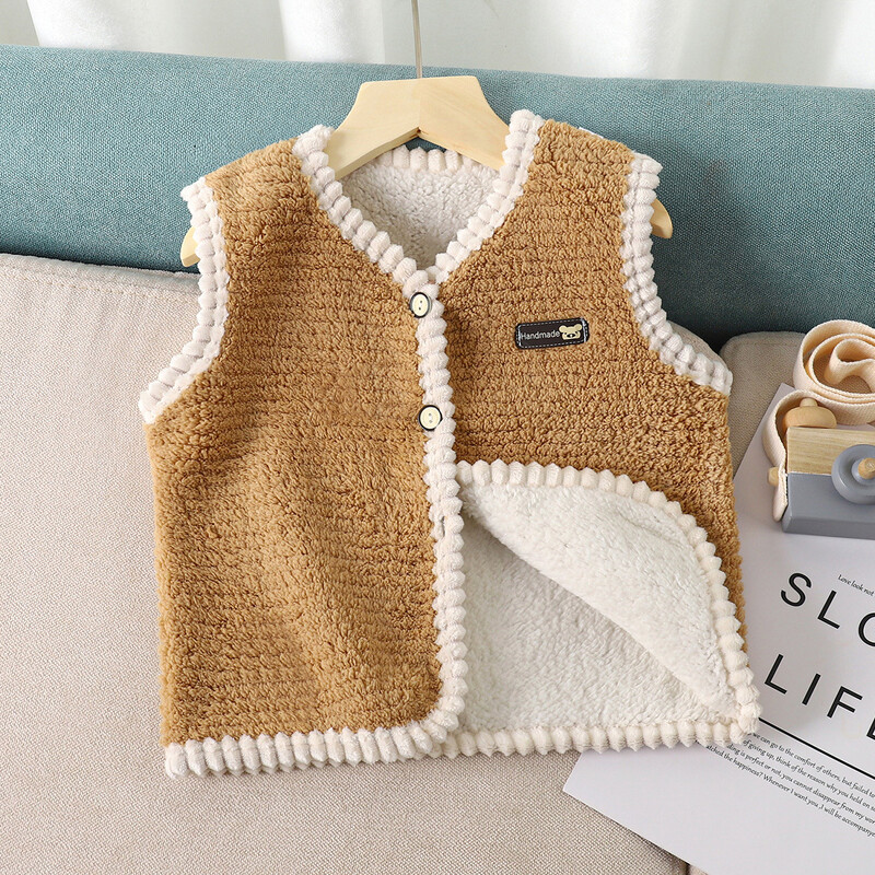 Vaikiška avikailio liemenė, rudens ir žiemos, dvipusė pliušinė liemenė, mažo ir vidutinio dydžio vaikiška, laisvalaikio, vienspalvė, vienaeilė, universali liemenė, madinga