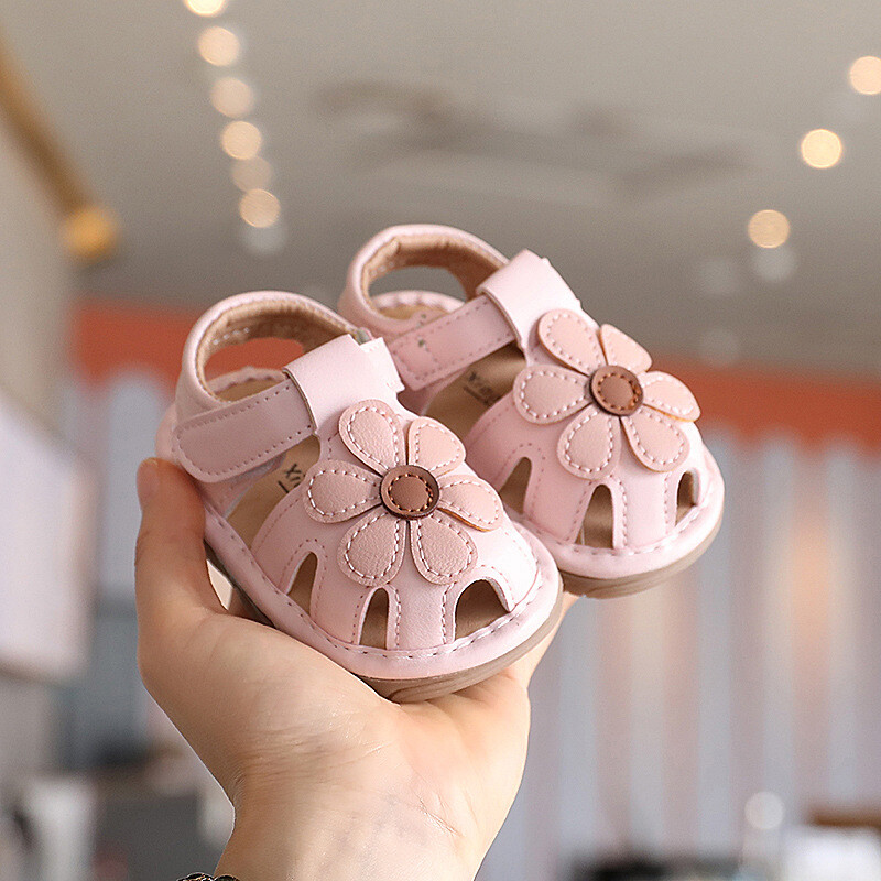 Сандали за бебешко момиче през лятото, сладки бебешки обувки с мека подметка и неплъзгащи се обувки, принцески обувки, обувки за малки деца