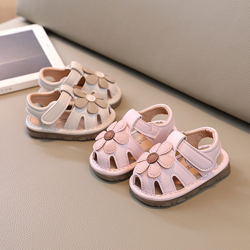 Сандали за бебешко момиче през лятото, сладки бебешки обувки с мека подметка и неплъзгащи се обувки, принцески обувки, обувки за малки деца