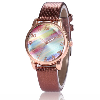 Διασυνοριακός κατασκευαστής ρολογιών Rainbow Sugar Quartz Γυναικείο ρολόι καθημερινής μόδας πολύχρωμο δερμάτινο ρολόι Γυναικείο ρολόι φοιτητικό ρολόι χειρός