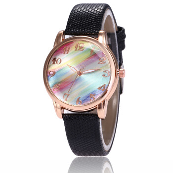 Διασυνοριακός κατασκευαστής ρολογιών Rainbow Sugar Quartz Γυναικείο ρολόι καθημερινής μόδας πολύχρωμο δερμάτινο ρολόι Γυναικείο ρολόι φοιτητικό ρολόι χειρός