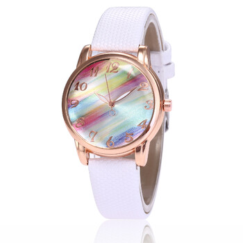 Διασυνοριακός κατασκευαστής ρολογιών Rainbow Sugar Quartz Γυναικείο ρολόι καθημερινής μόδας πολύχρωμο δερμάτινο ρολόι Γυναικείο ρολόι φοιτητικό ρολόι χειρός