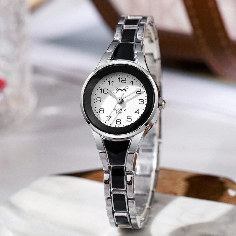 Új női karóra, univerzális, női, kerek, lemezzel, acélszíjas, karkötős, niche, diák, party, vizsga, csendes kvarcóra