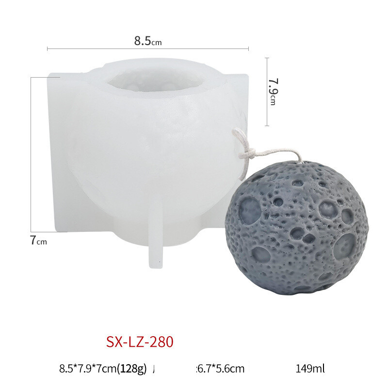 Sanxini täiustatud 3D kuu, maa, aroomiteraapia, silikoonist küünlavorm, kuu, meteoriit, kips, käsitsi valmistatud seebivorm