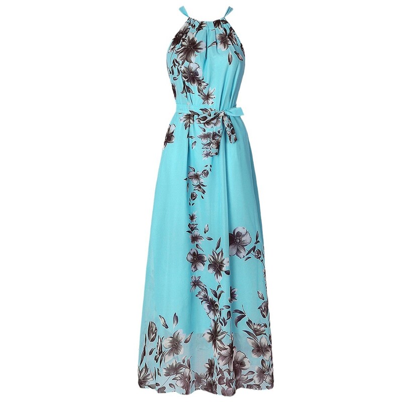 Лятна шифонена рокля 2024, бохемска дълга рокля с празничен щамп, нежна, сладка за момиче, трансгранична доставка от едно парче