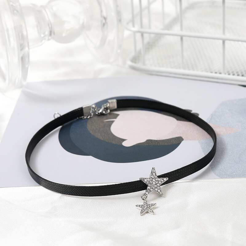 Korejiešu atslēgas kaula un četrlapu ziedu kaklarota sievietēm, svaiga temperamenta kaklarota, zvaigžņu kaklarota, Valentīndienas dāvana, rotaslietas