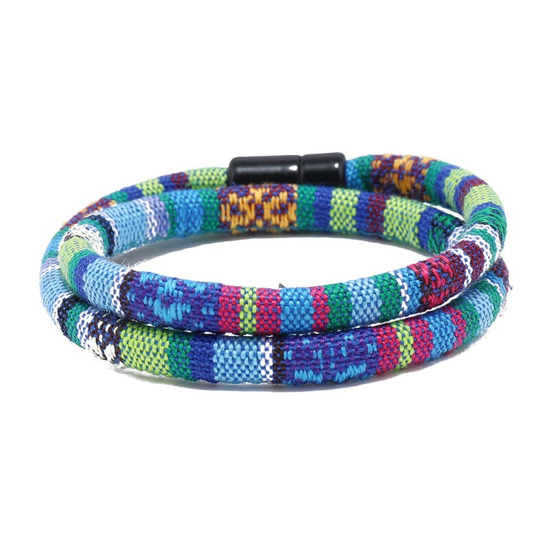 Brățară dublă din pânză cu frânghie, fierbinte, de vânzare, cu cataramă magnetică, pentru bărbați, retro, simplu, cuplu universal, colorat, din pânză, bijuterii pentru încheietura mâinii
