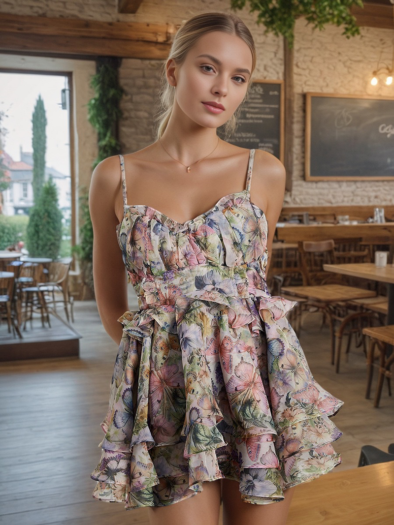 Дамска лятна рокля цветна S,M
